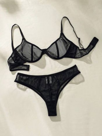 Sheer Mesh Underwire Lingerie Set
