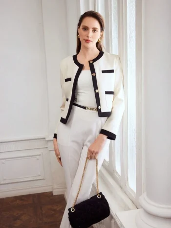 Premium Contrast Trim Patch Pocket Jacket